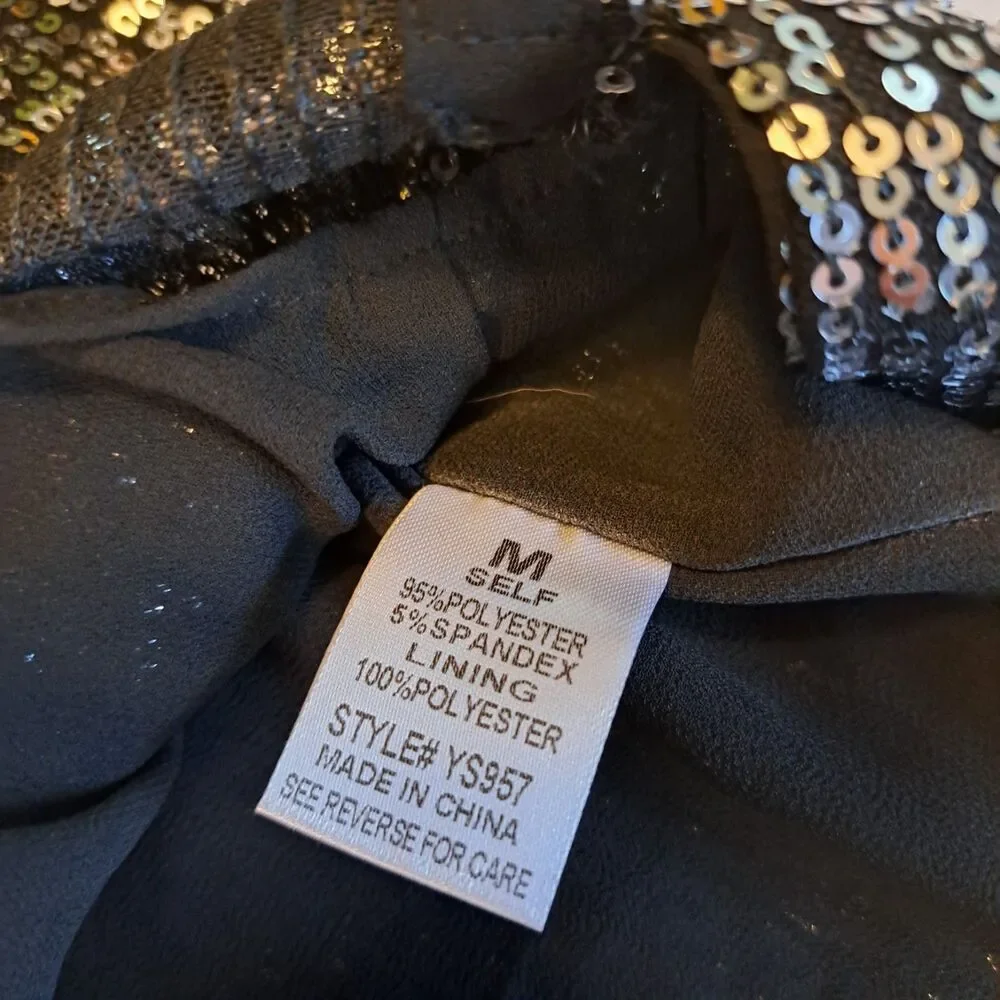 Audrey 3+1 NWT Blk Silver Sequin Mini Skirt Sz M Party Festival Festive Glam Fun